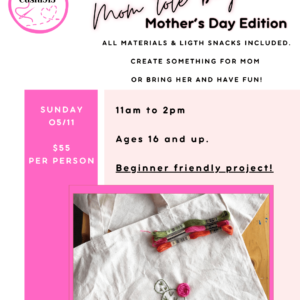 Hand Embroidered Mom Tote Bag