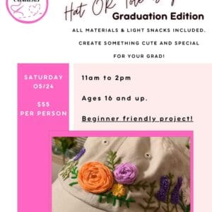 Hand Embroidered Hat or Tote Bag - Graduation Edition