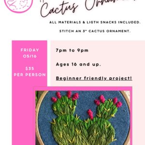 Heart Shaped Cactus Embroidery Class