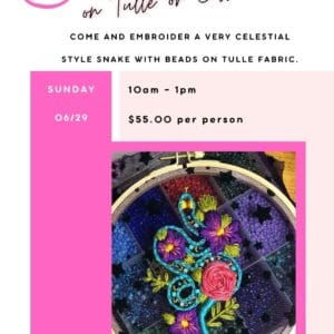 Snake Beads & Embroidery on Tulle or Cotton Fabric