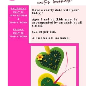 Parent & Kids: Make a Heart Shaped Cactus Bookmark