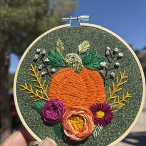 Botanical Fall Pattern with Mexican manta fabric (5-inch diameter)