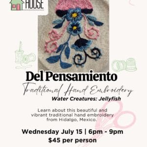 Del Pensamiento Traditional Hand Embroidery - Water Creatures: Jellyfish