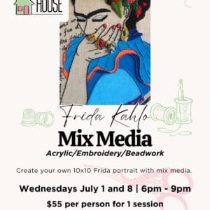 Frida Kahlo Mix Media - Acrylic Embroidery Beadwork