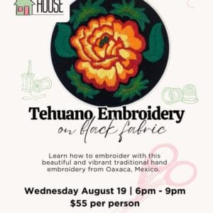 Tehuano Embroidery on Black Fabric