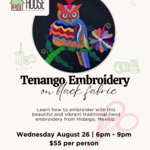 Tenango Embroidery on Black Fabric